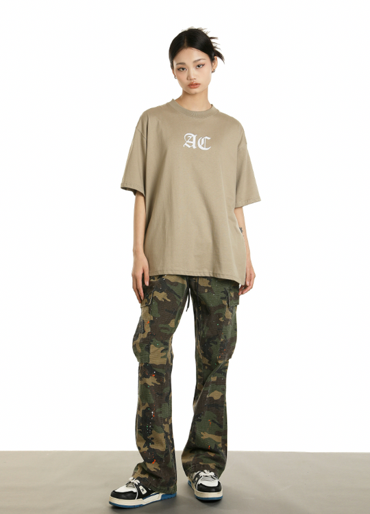 Achock Ink Splash Camouflage Micro Flare Work Pants