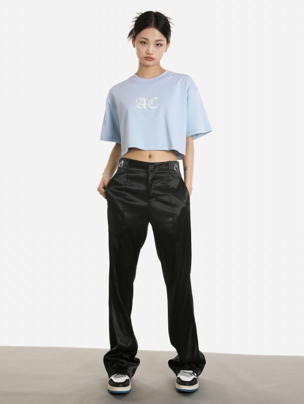 Achock Embroidered Micro Flare Glossy Western Pants | Face 3 Face