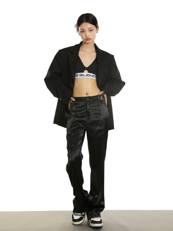 Achock Embroidered Micro Flare Glossy Western Pants | Face 3 Face