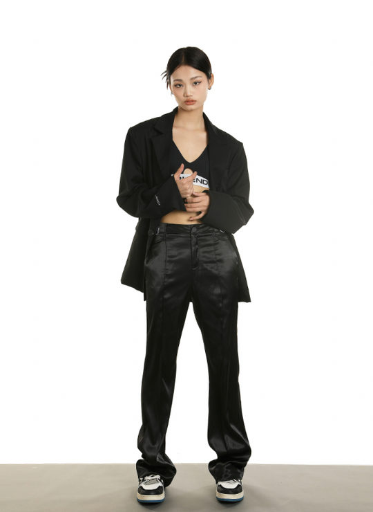 Achock Embroidered Micro Flare Glossy Western Pants | Face 3 Face