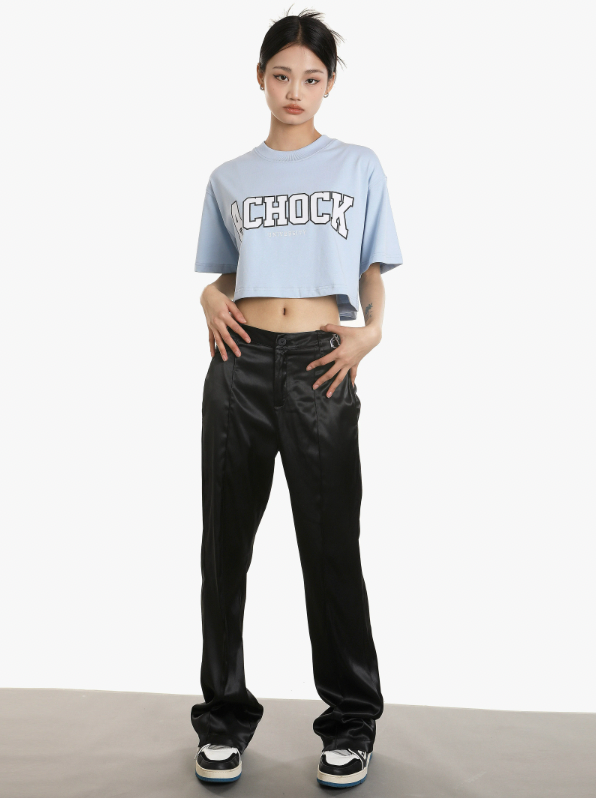 Achock Embroidered Micro Flare Glossy Western Pants | Face 3 Face