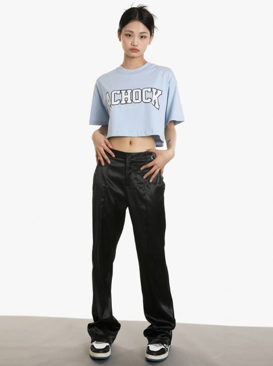 Achock Embroidered Micro Flare Glossy Western Pants | Face 3 Face