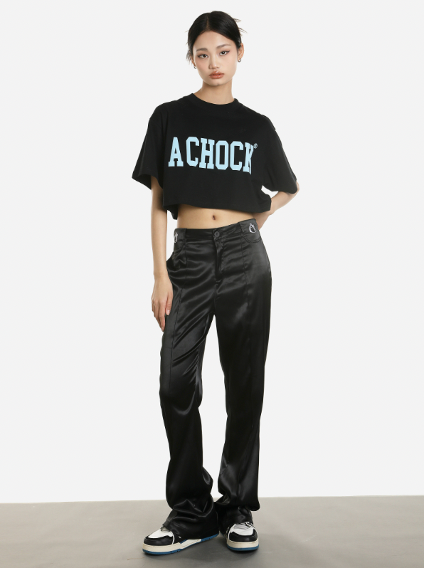 Achock Embroidered Micro Flare Glossy Western Pants | Face 3 Face