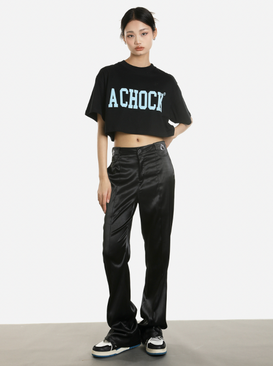 Achock Embroidered Micro Flare Glossy Western Pants | Face 3 Face