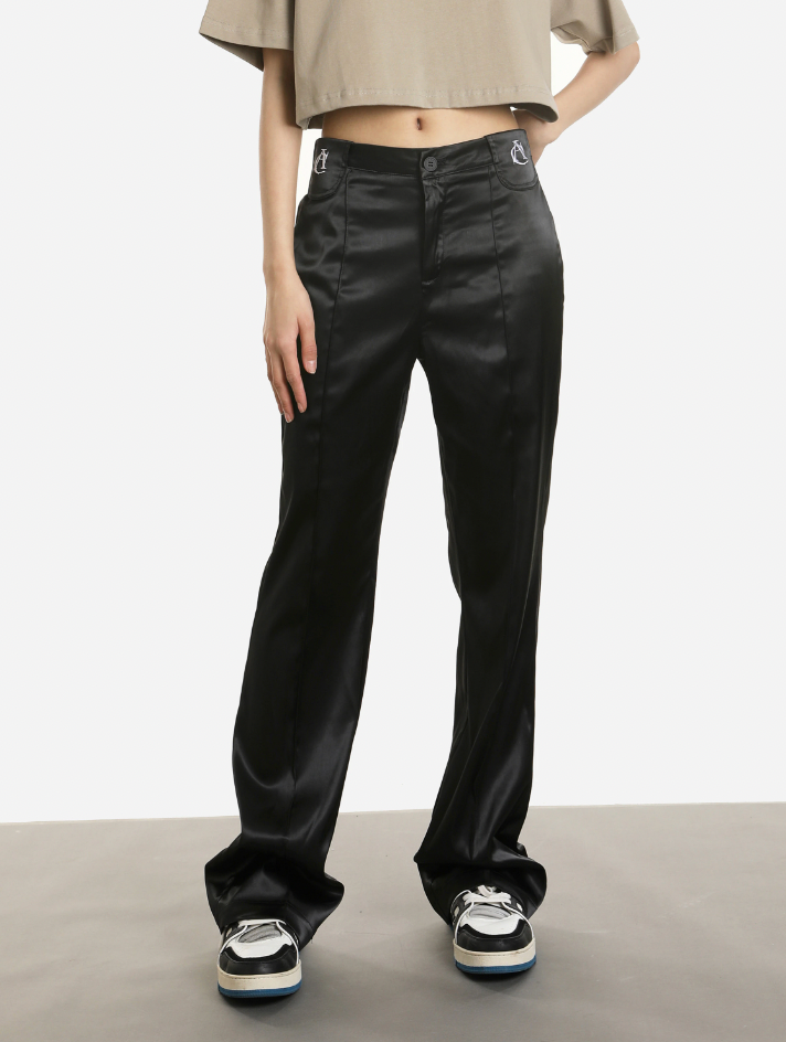 Achock Embroidered Micro Flare Glossy Western Pants | Face 3 Face