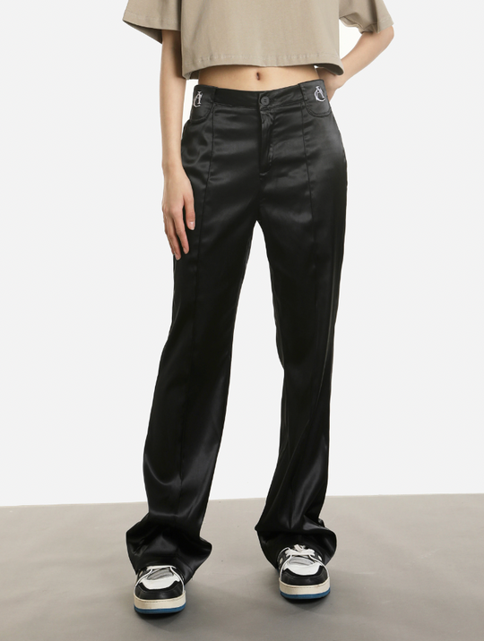 Achock Embroidered Micro Flare Glossy Western Pants | Face 3 Face