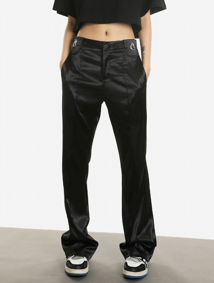Achock Embroidered Micro Flare Glossy Western Pants | Face 3 Face