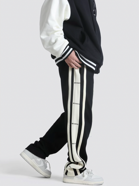 Achock Splicing Logo Side Stripe  Drawstring Sweatpant