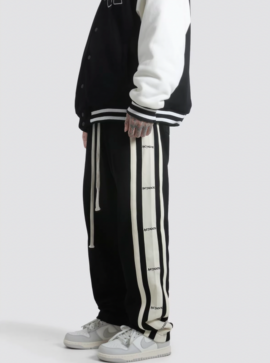Achock Splicing Logo Side Stripe  Drawstring Sweatpant