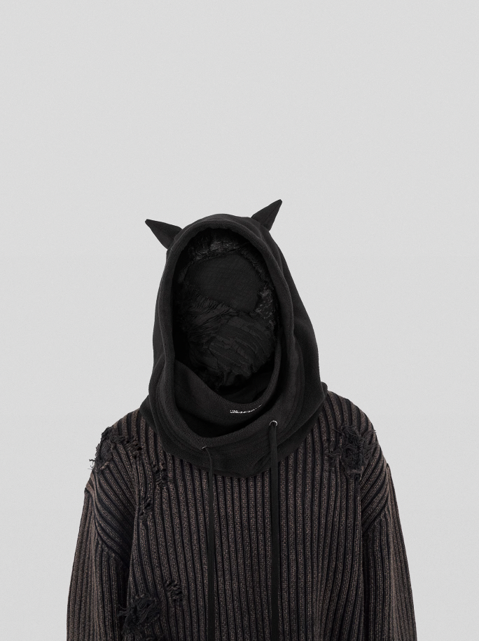 UNDERWATER Logo Embroidered Devil Horn Balaclava Hat