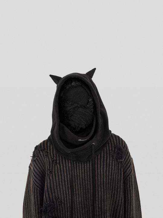 UNDERWATER Logo Embroidered Devil Horn Balaclava Hat