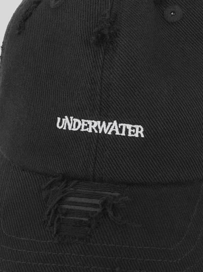 UNDERWATER Washed Ripped Cut Logo Embroidered Baseball Cap