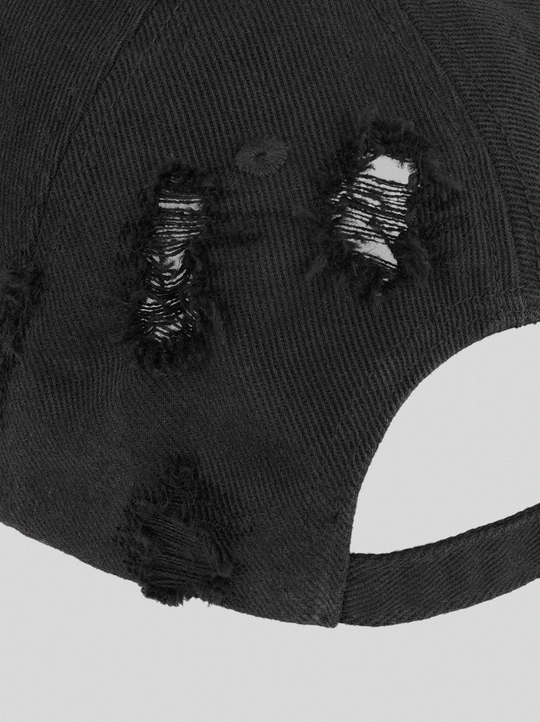 UNDERWATER Washed Ripped Cut Logo Embroidered Baseball Cap