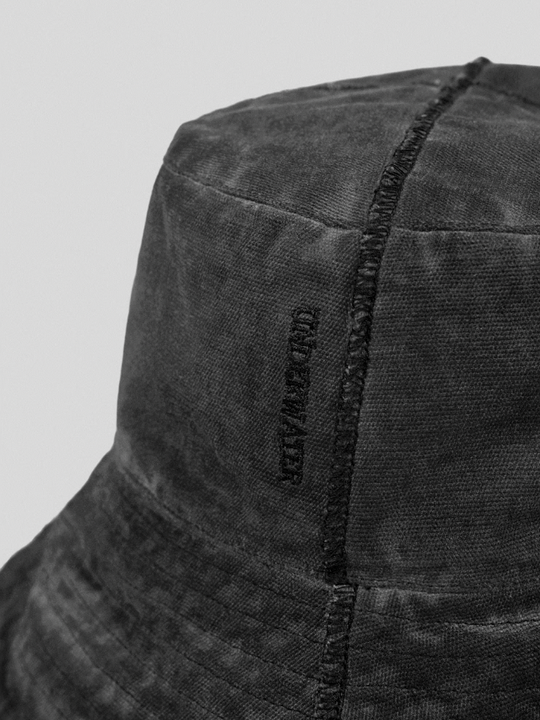 UNDERWATER Wash Aged Logo Embroidered Deconstructed Bucket Hat