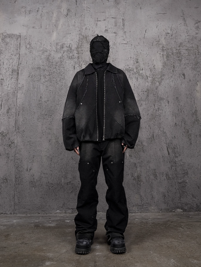 UNDERWATER Deconstructed Distressed Metal Studded Jacket