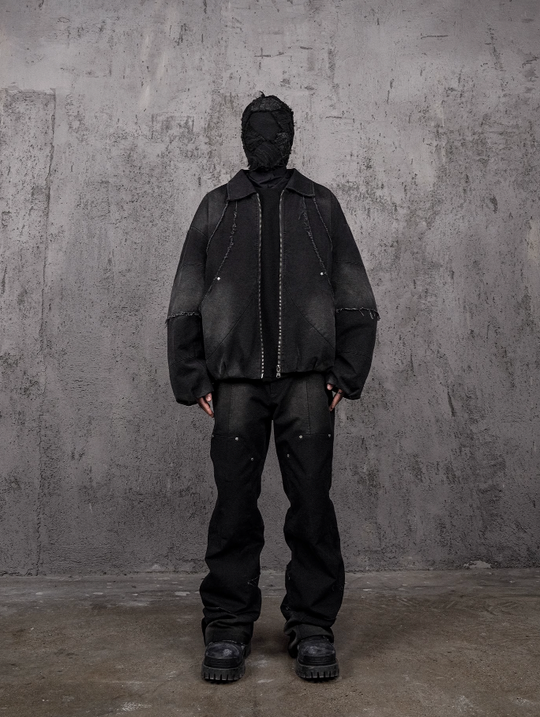 UNDERWATER Deconstructed Distressed Metal Studded Jacket