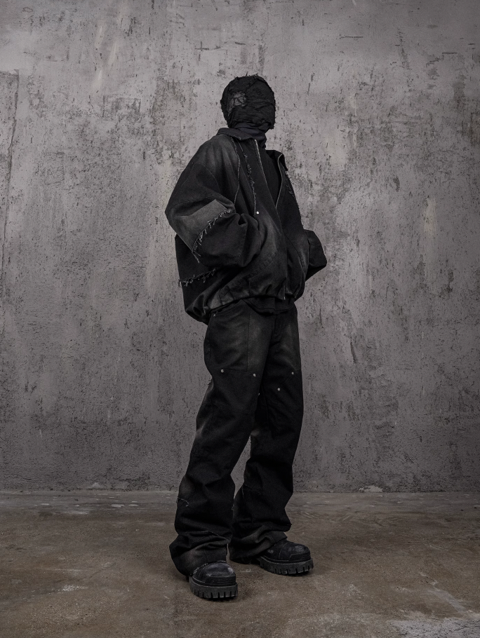 UNDERWATER Deconstructed Distressed Metal Studded Jacket