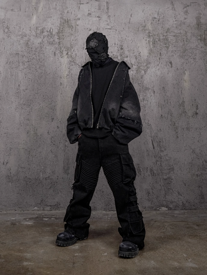 UNDERWATER Deconstructed Distressed Metal Studded Jacket