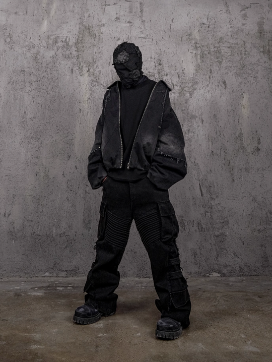 UNDERWATER Deconstructed Distressed Metal Studded Jacket