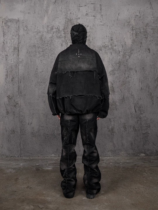 UNDERWATER Deconstructed Distressed Metal Studded Jacket