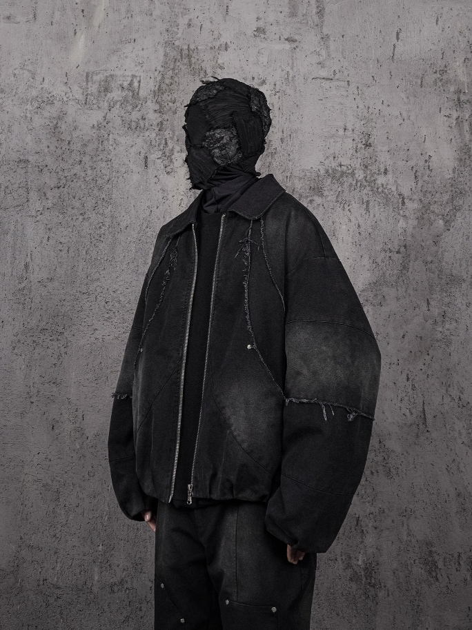 UNDERWATER Deconstructed Distressed Metal Studded Jacket