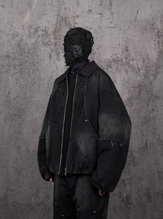 UNDERWATER Deconstructed Distressed Metal Studded Jacket