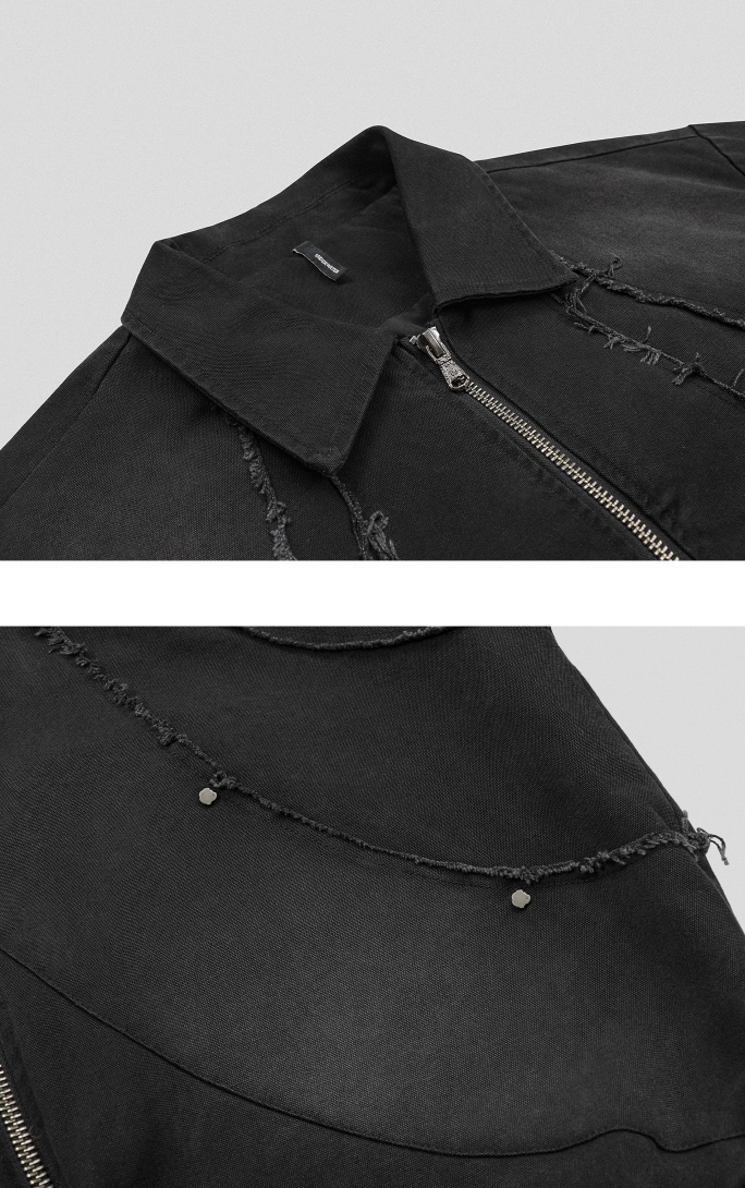 UNDERWATER Deconstructed Distressed Metal Studded Jacket