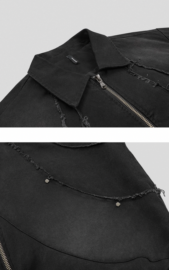 UNDERWATER Deconstructed Distressed Metal Studded Jacket