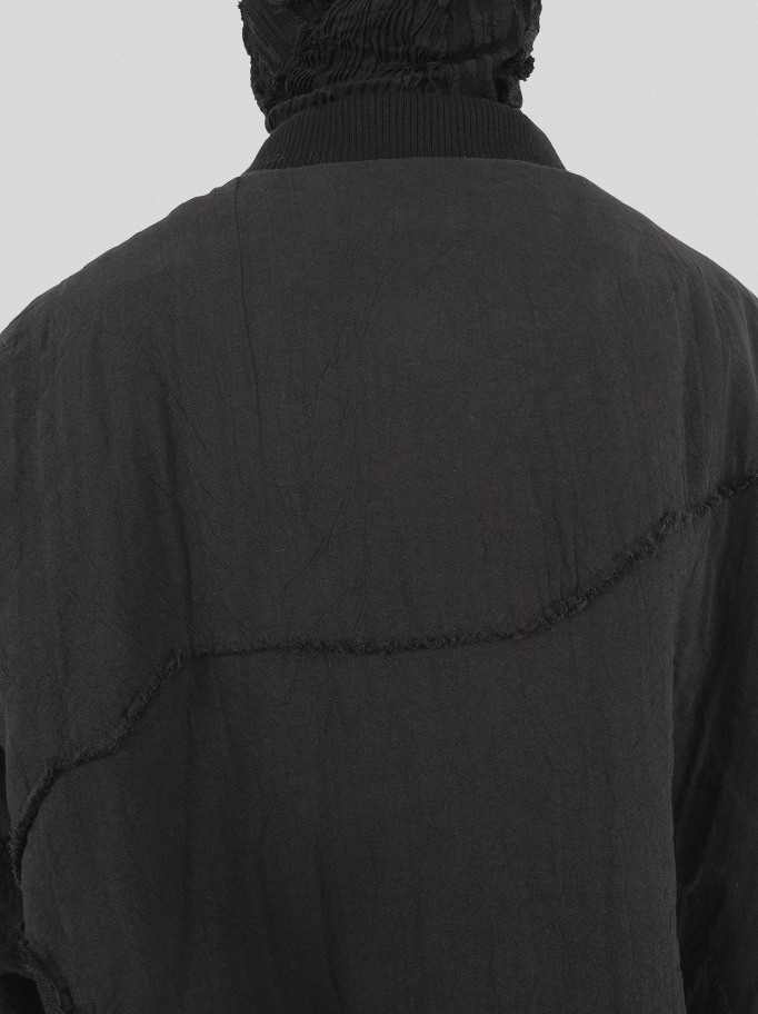 UNDERWATER Washed Textured Patchwork Bomber Jacket