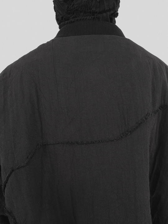 UNDERWATER Washed Textured Patchwork Bomber Jacket