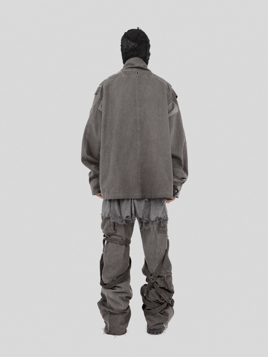 UNDERWATER Dirty Wash Scavenger Mesh Patchwork Bandage Jacket