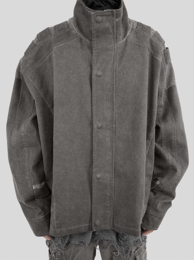 UNDERWATER Dirty Wash Scavenger Mesh Patchwork Bandage Jacket