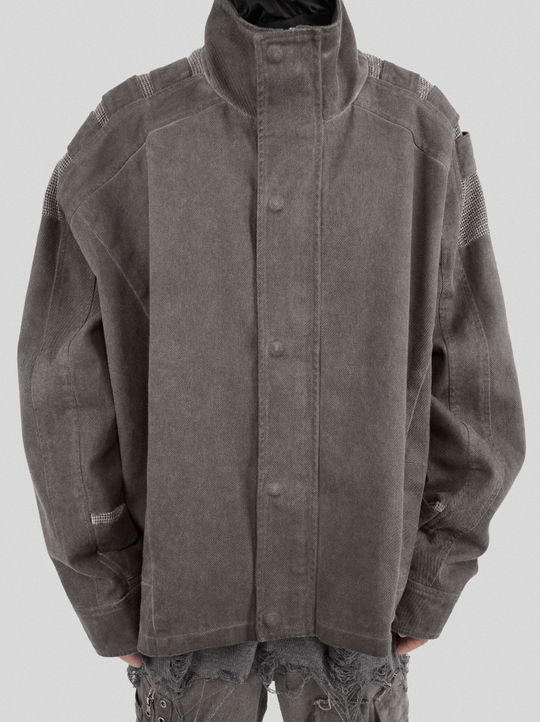 UNDERWATER Dirty Wash Scavenger Mesh Patchwork Bandage Jacket