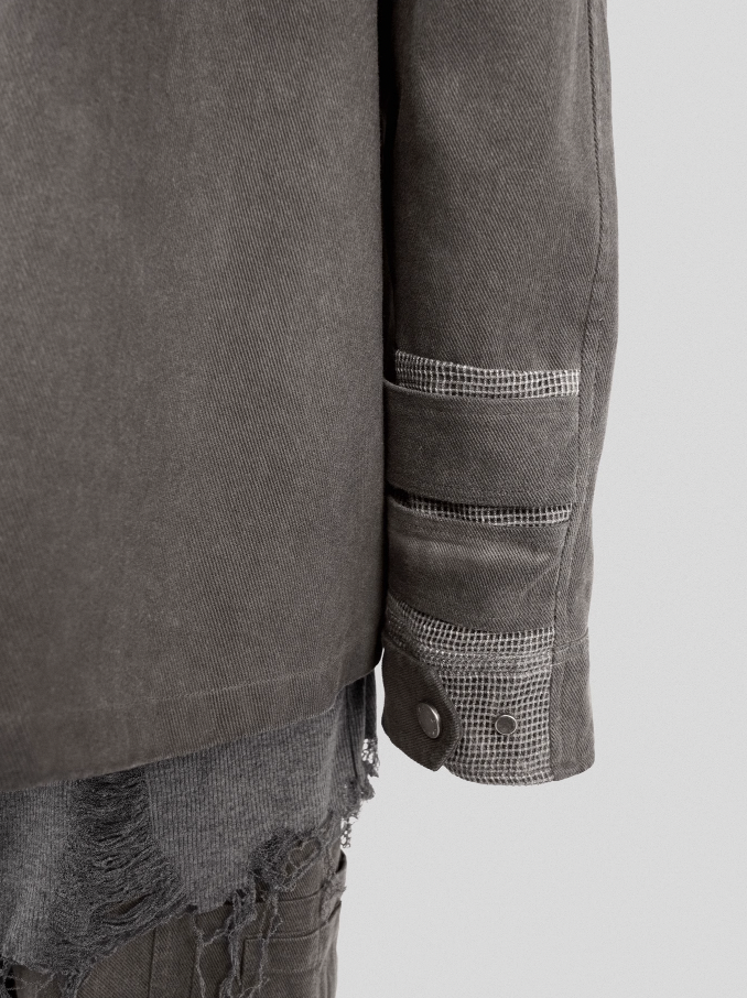 UNDERWATER Dirty Wash Scavenger Mesh Patchwork Bandage Jacket