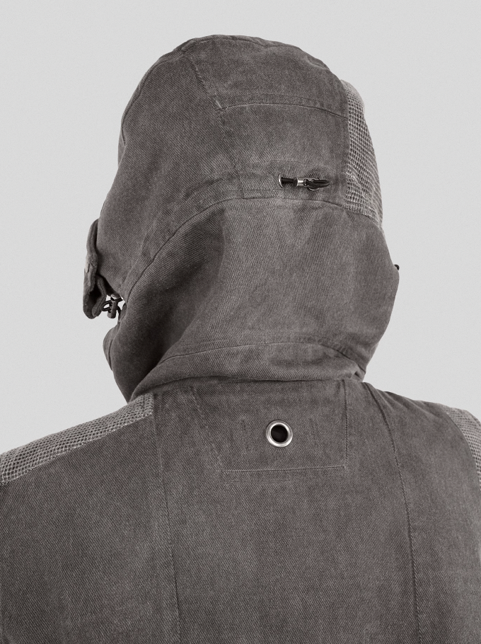 UNDERWATER Wasteland Dirty Scavenger Mesh Patchwork Short Hooded Vest