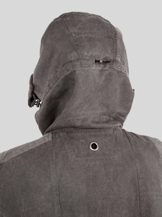 UNDERWATER Wasteland Dirty Scavenger Mesh Patchwork Short Hooded Vest