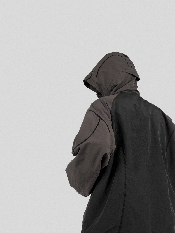 UNDERWATER Color Blocking Mesh Patchwork Punching Jacket