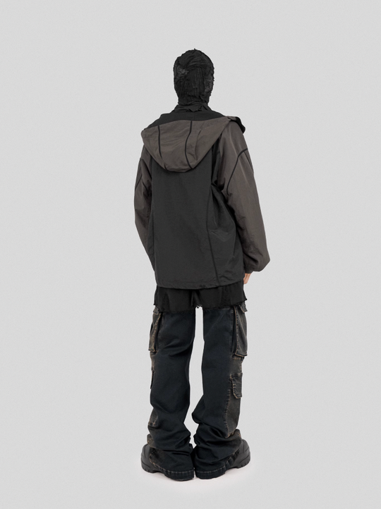 UNDERWATER Color Blocking Mesh Patchwork Punching Jacket