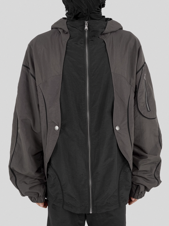 UNDERWATER Color Blocking Mesh Patchwork Punching Jacket