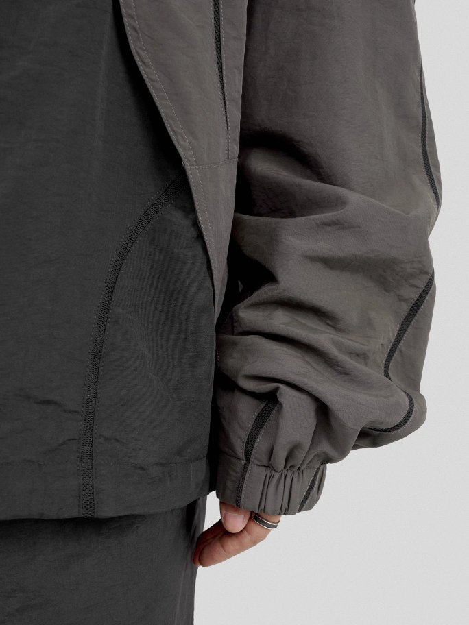 UNDERWATER Color Blocking Mesh Patchwork Punching Jacket