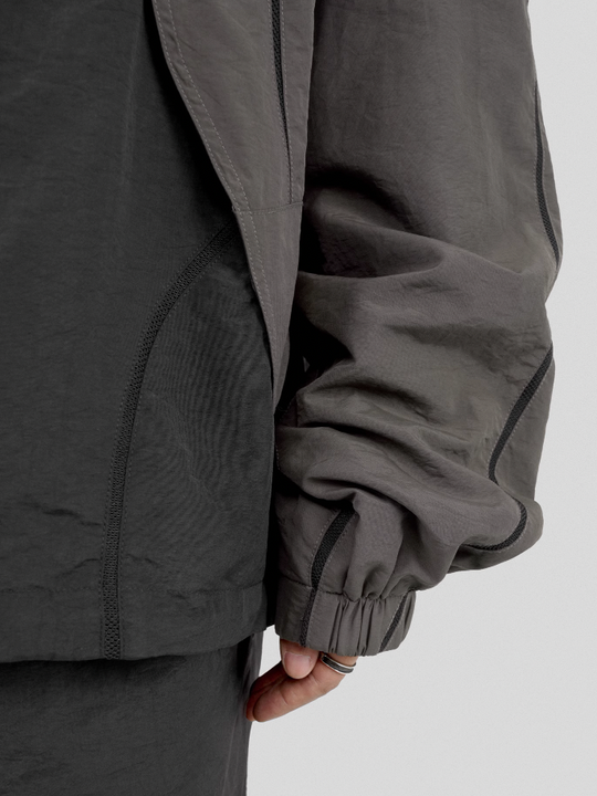 UNDERWATER Color Blocking Mesh Patchwork Punching Jacket