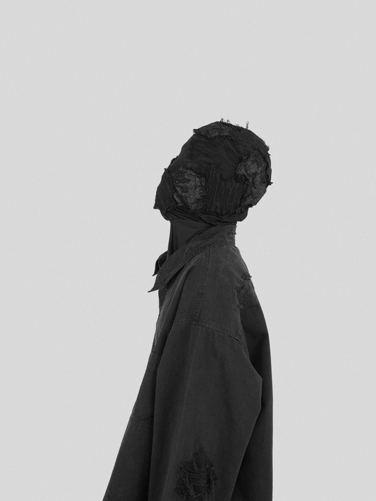 UNDERWATER Sand Washed Destroyed Needle Embroidery Shirt Jacket