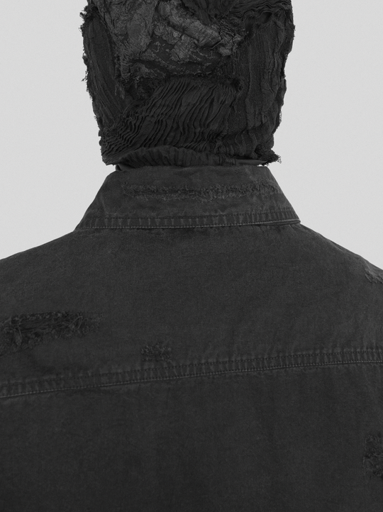 UNDERWATER Sand Washed Destroyed Needle Embroidery Shirt Jacket