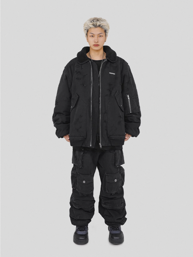 UNDERWATER Washed Destroyed Padded B-15 Jacket