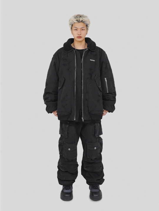 UNDERWATER Washed Destroyed Padded B-15 Jacket