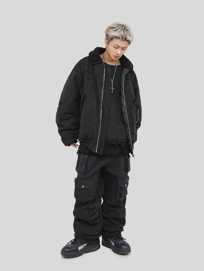 UNDERWATER Washed Destroyed Padded B-15 Jacket