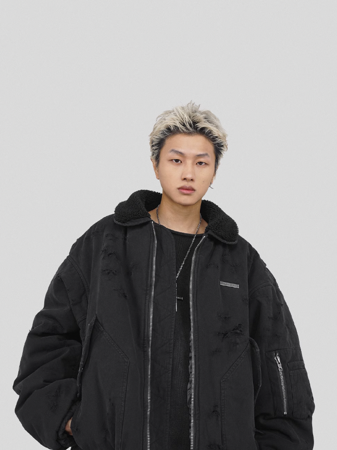 UNDERWATER Washed Destroyed Padded B-15 Jacket