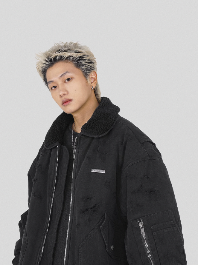 UNDERWATER Washed Destroyed Padded B-15 Jacket