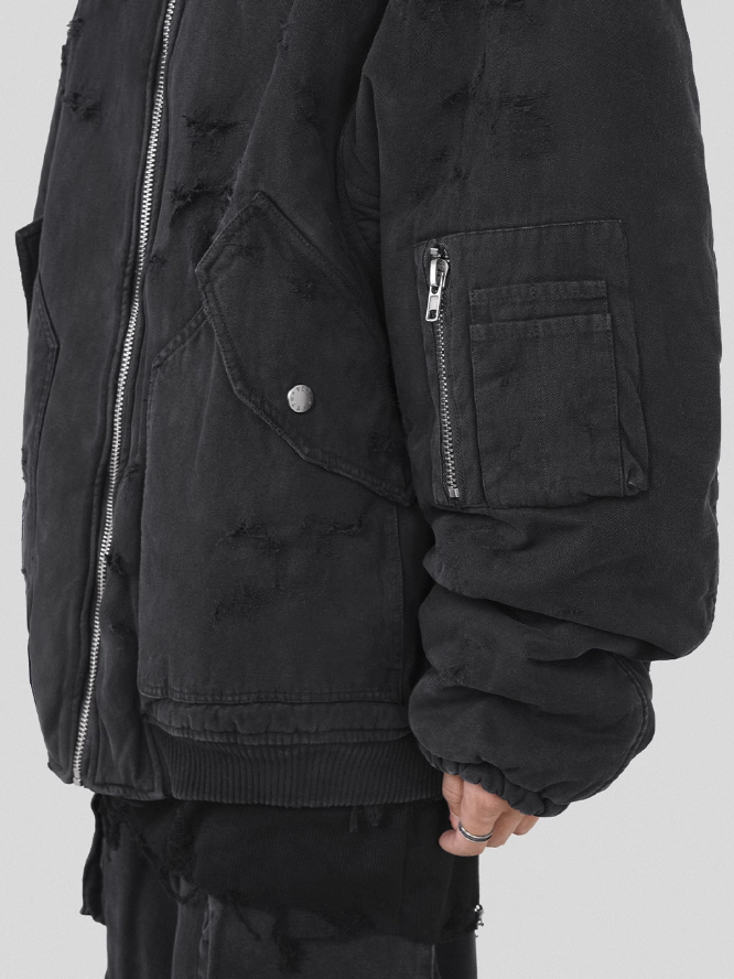 UNDERWATER Washed Destroyed Padded B-15 Jacket