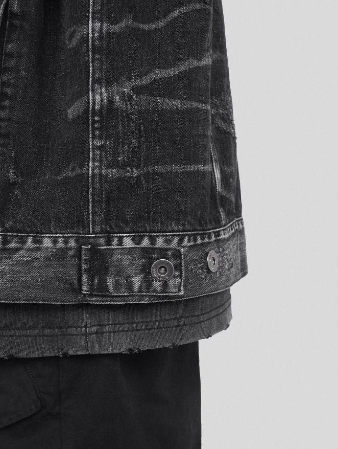 UNDERWATER Sand Wash Cut Destroyed Denim Jacket
